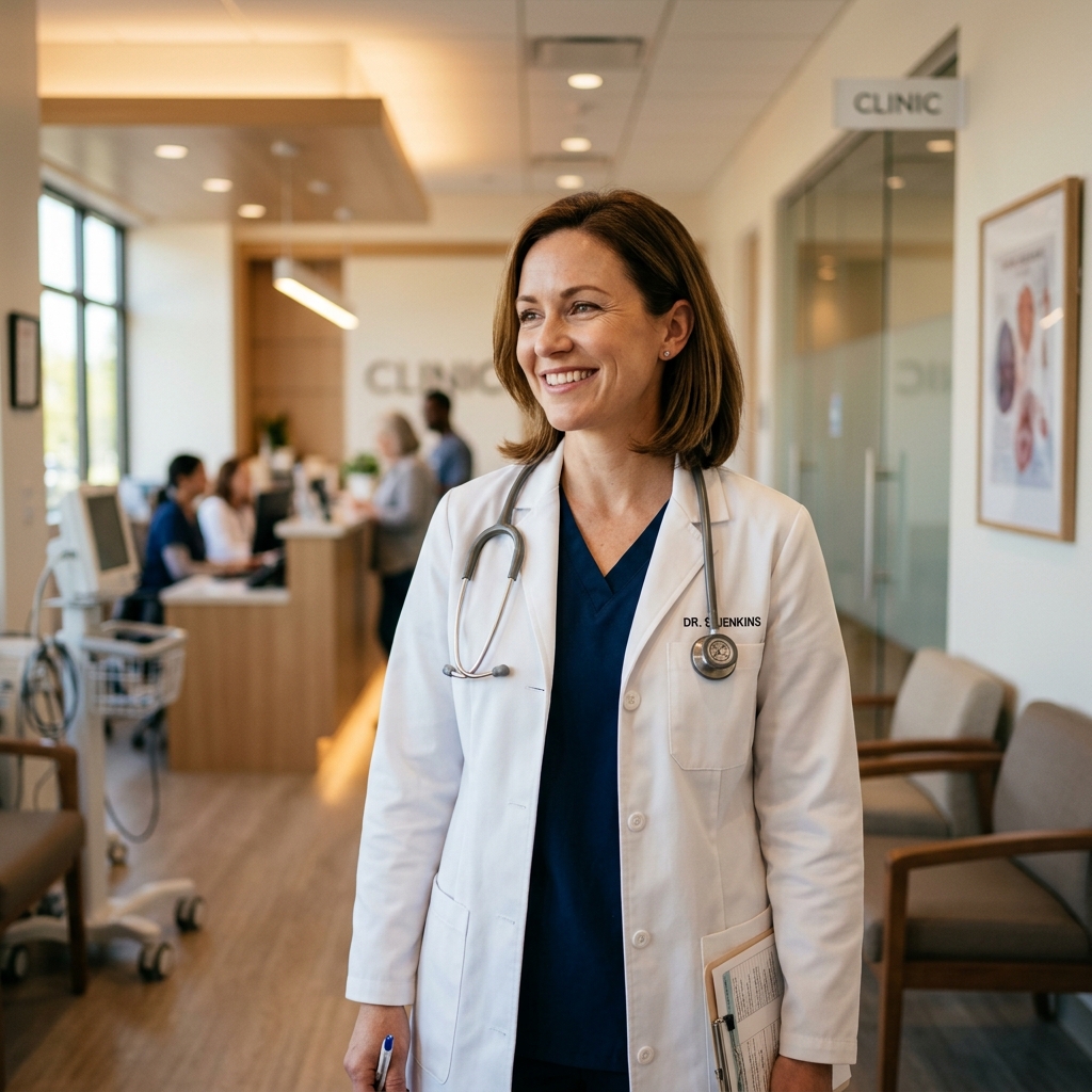 Medical Specialist smiling in clinic